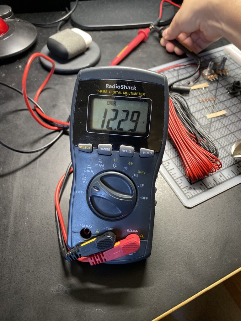 Reading 12.29 volts on a multi-meter