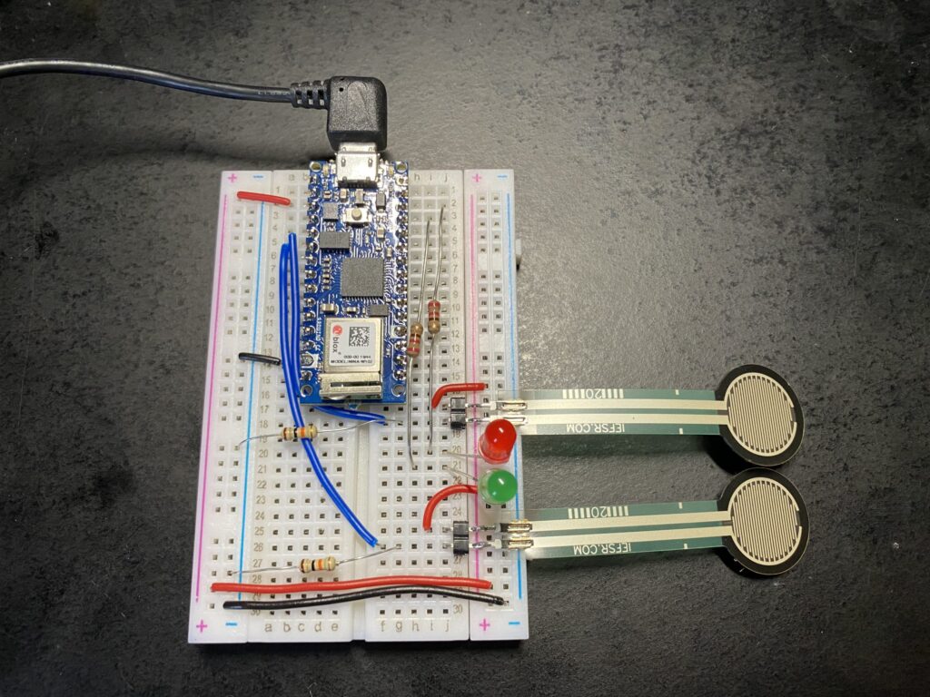 Two touch sensors wired to Arduino nano