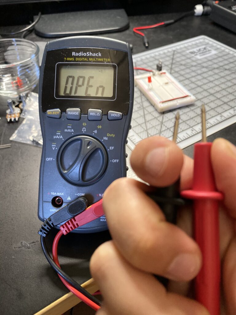 Digital multimeter reading open circuit