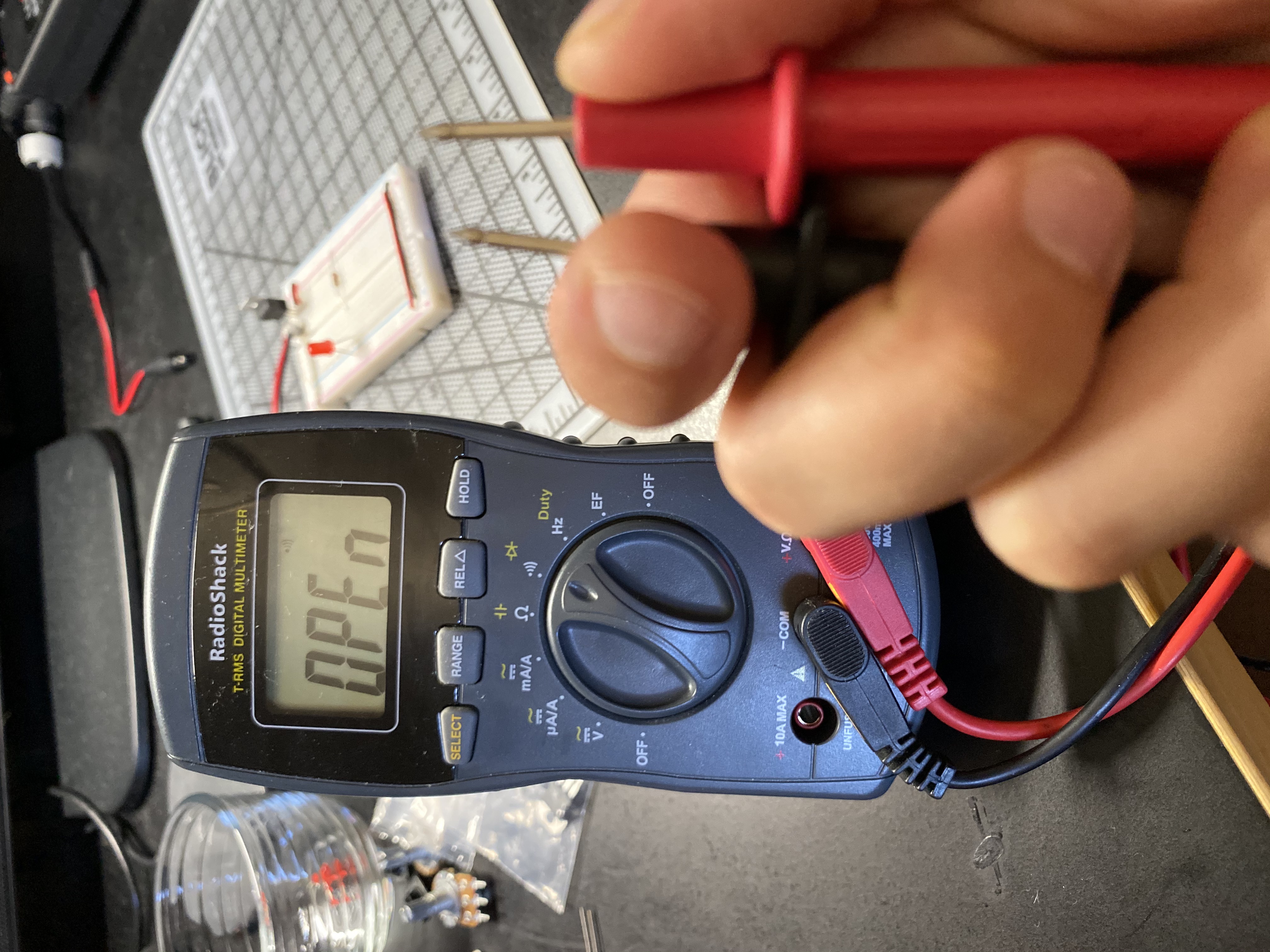 Digital multimeter reading open circuit