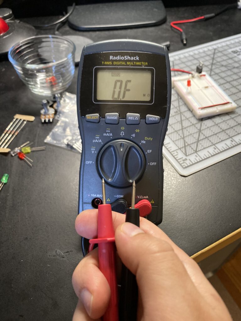 Multimeter measuring resistance