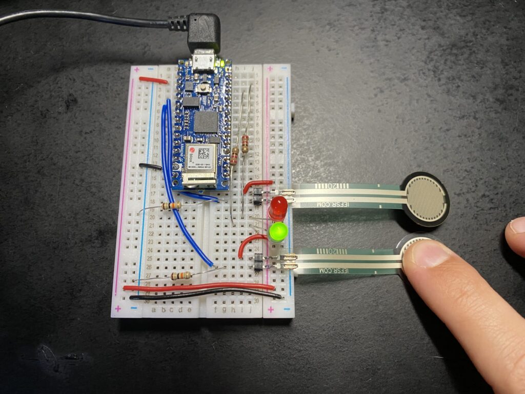 Touching other sensors lights up green LED